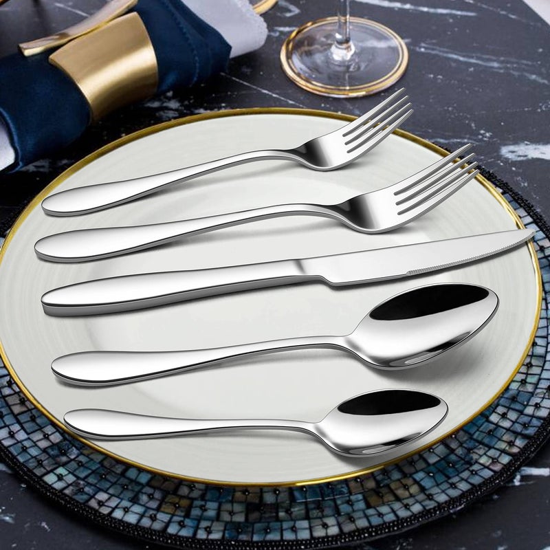 LIANYU Silverware Flatware Set for 8  40 Piece Stainless Steel Home Kitchen Restaurant Tableware Cutlery Set  Include Forks Spoons Knives  Mirror Finish  Dishwasher Safe - Image 5